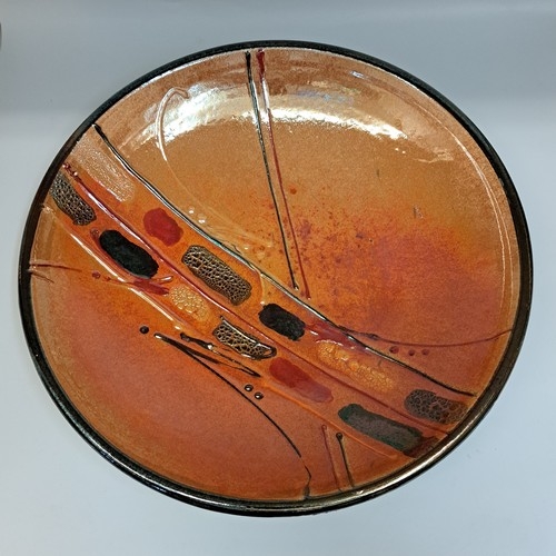 #221283 Raku Glitter Glaze Platter 14X14 $95 at Hunter Wolff Gallery
